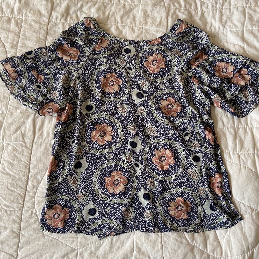 LOFT Ruffle Sleeve, Tie-Back Blouse